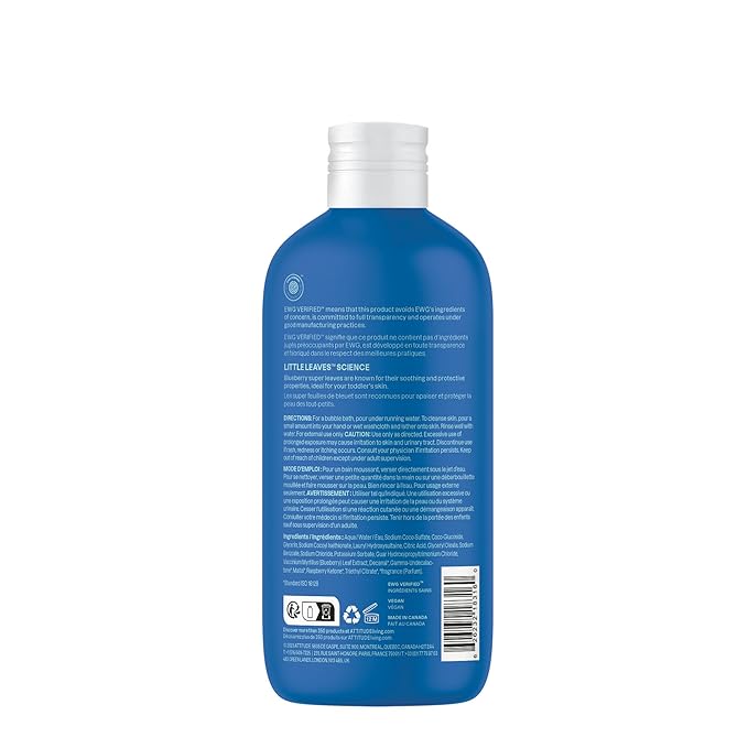 ATTITUDE Bubble Wash for Kids, EWG Verified Bubble Bath, Hair Shampoo and Body Soap, Dermatologically Tested, Plant- and Mineral-Based, Vegan, Blueberry, 16 Fl Oz (Pack of 6)