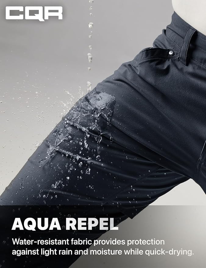 CQR Men's Vent Stretch Pants, Quick Dry Lightweight Casual Cargo Pants, Water Resistant Straight-Fit Utility Work Pants