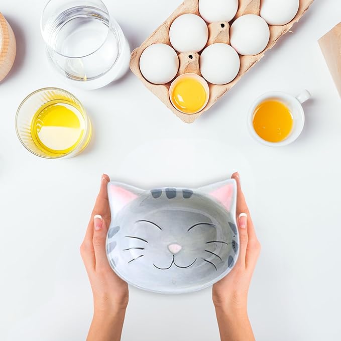Cute Measuring Cups and Spoons Set - Cat Mom Gifts for Women - Cat Kitchen Accessories for Baking Gifts - Ceramic Measuring Spoons for Unique Baking Supplies - Fun & Decorative Kitty Cup for Cooking