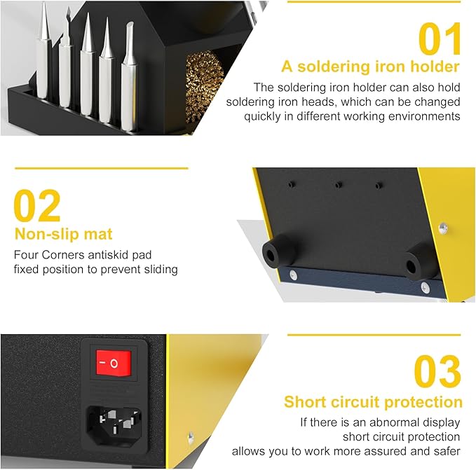 852d+ Heat Gun And Soldering Iron 2-In-1 Kit, Smd Hot Air Rework Soldering Station, Multiple Functions Electronics Kit, Led Digital Display, Knob Type Adjustable Temperature