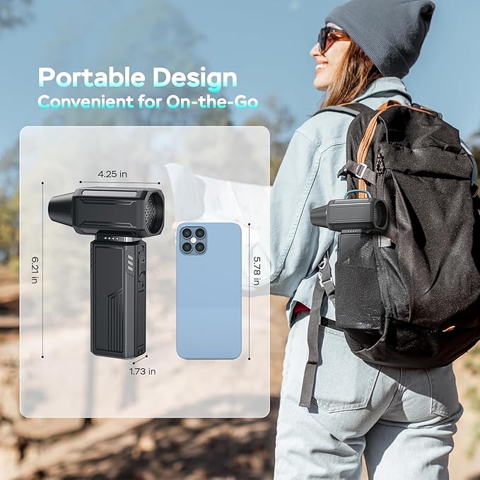 Compressed Air Duster,130000RPM Electric Duster,Stepless Speed Mini Air Blower,Replace Canned Air Duster,Cordless Rechargeable Jet Fan Blower for Keyboard Computer Car Cleaning Dry-Blue