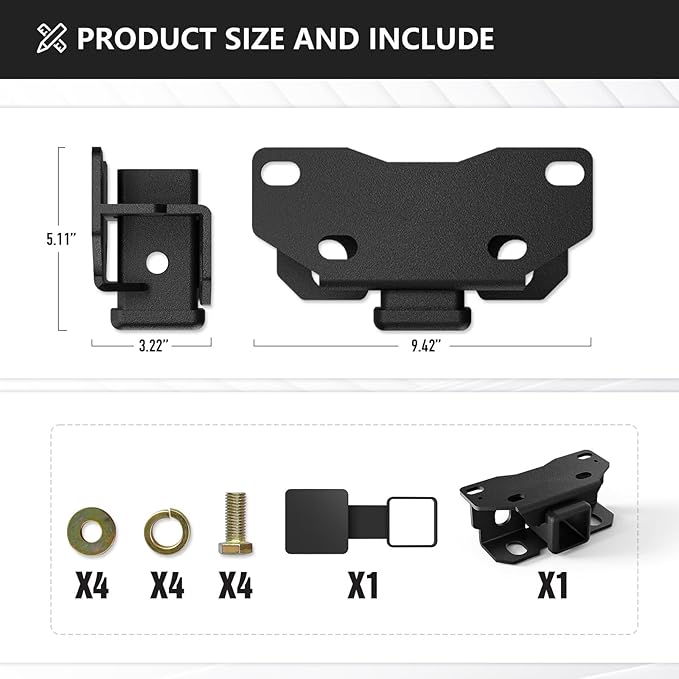 for Lexus GX460 Tow Hitch, 2 Inch Receiver, Class 3 Trailer Hitch Compatible with 2010-2024 Lexus GX460 GX 460 Hitch Receiver with Cover, Black Power Coat Towing Combo