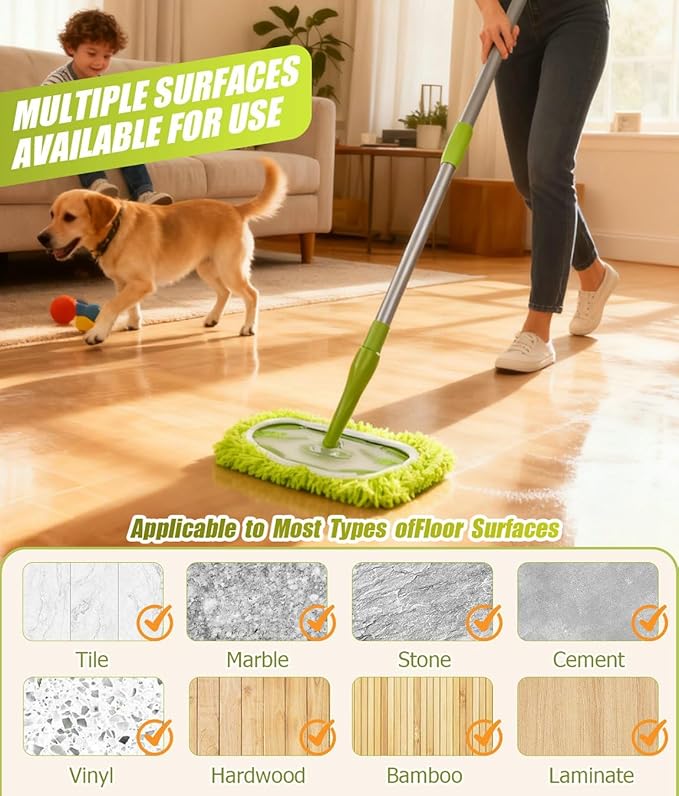 6 Pack Reusable Microfiber Mop Pads Compatible with Swiffer Sweeper Mop, Washable Wet Mopping Pad Refills and Dry Sweeping Cloths for Hardwood, Vinyl, Tile, Laminate, and Multi-Surface Cleaning
