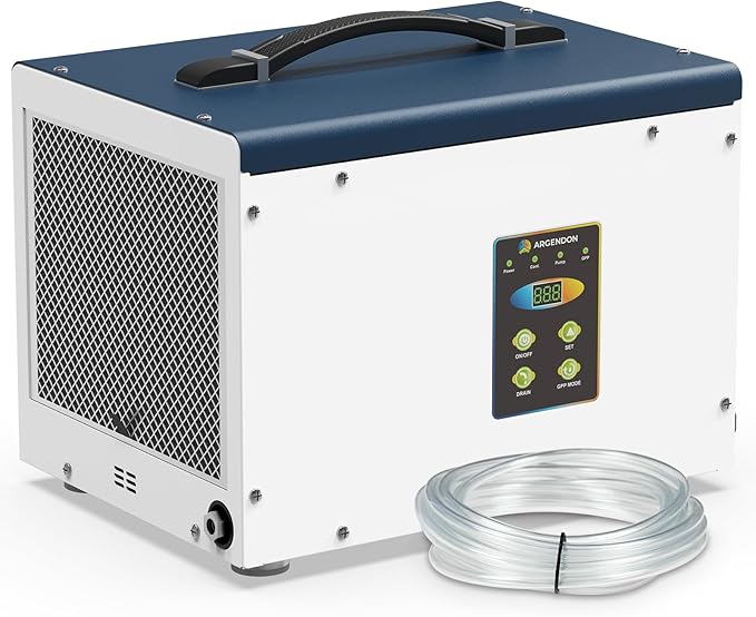 ARGENDON Crawlspace Dehumidifier with Pump, 70 Pint Commercial Dehumidifier for Basement with Drain Hose, Auto Defrost, Memory Starting, Compact, GLGR, Up to 1000 Sq Ft, 5 Years Limited Warranty