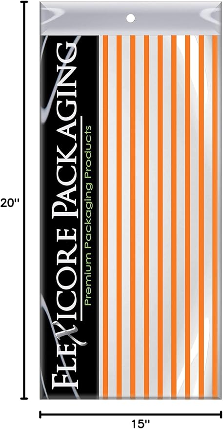 Flexicore Packaging Orange Pin Stripe Print Gift Wrap Tissue Paper Size: 15 Inch X 20 Inch | Count: 10 Sheets | Color: Orange Pin Stripe