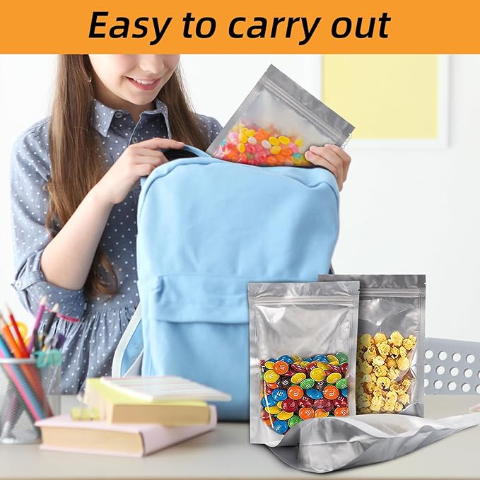 1/2 Pint 480 Packs Mylar Bags For Food Storage, 5"x 7" Mylar Bags With Window, Freeze Dried Candy Bags, Reusable Storage Bags For Food, Mylar Food Storage Bags for Long Term Food Storage
