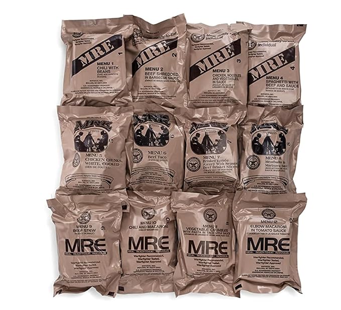 Wornick MRE Meals Ready to Eat, Emergency Food Supply, Survival Camping Outdoor 12 Pack Inspection 2025, 2026 or Better (4 Meals (Random), 4, Count)