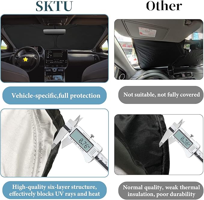 SKTU 2023 2024 2025 bZ4X Front Windshield Sunshade for 2023 2024 2025 Toyota bZ4X Windshield Sun Shade Foldable for Blocks UV Rays and Blocks Heat and Sun Keeps Vehicle Cool