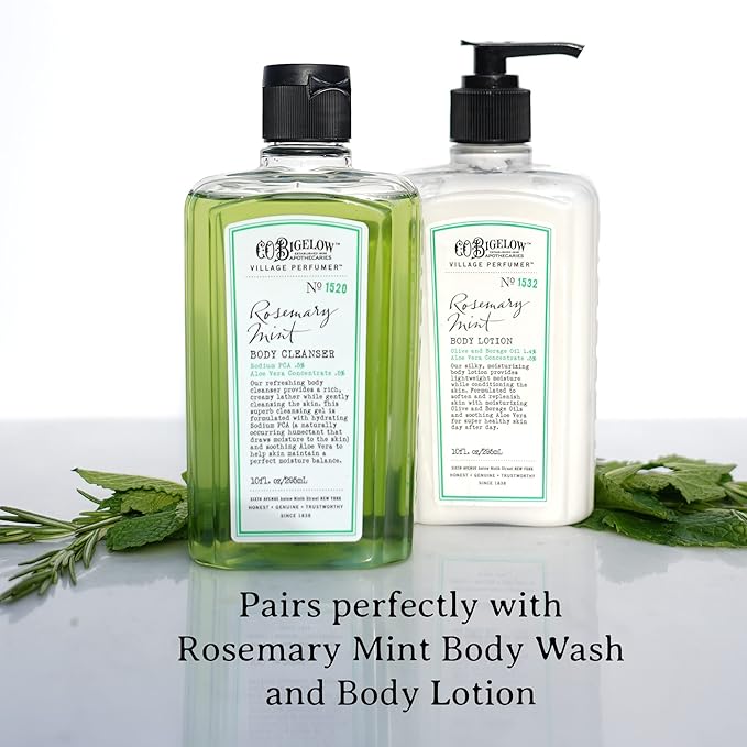C.O. Bigelow Rosemary Mint Hand Wash, Village Perfumer Liquid Hand Soap with Aloe Vera & B5, 10 Fl Oz