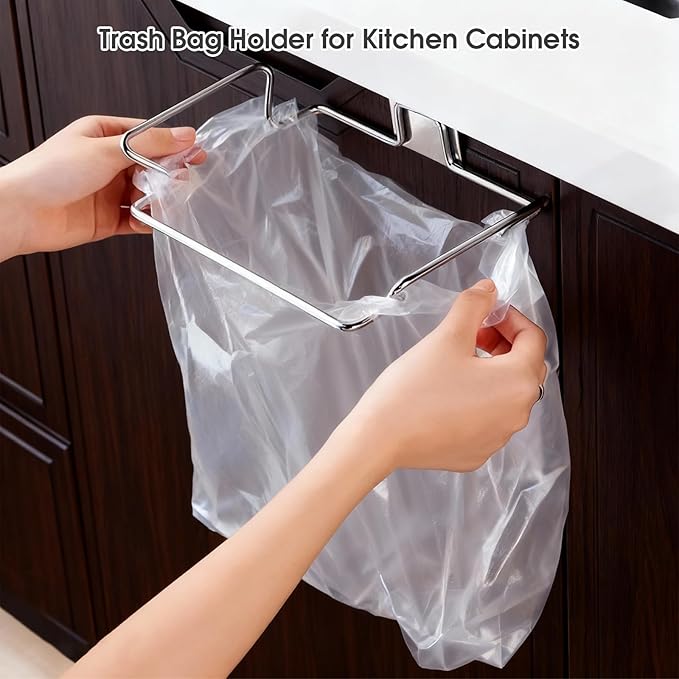1 PCS Stainless Steel Under Cabinet Paper Towel Holder and 1 PCS Trash Bag Holder