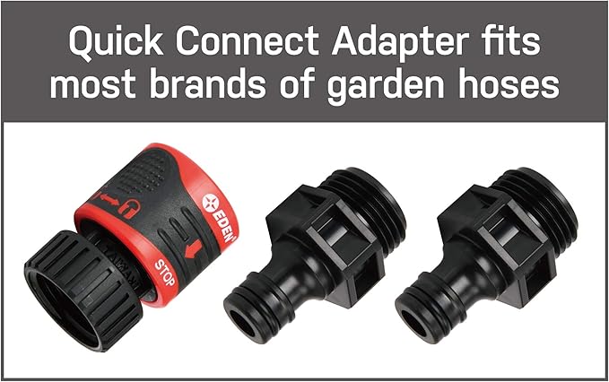 Eden 94125 Adjustable 4-Way Mini Turbo Oscillating Sprinkler W/Quick Connect Starter Set, 16 Nozzle, Covers up to 4,069 sq. ft. Heavy Weight Base