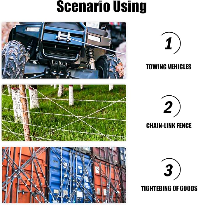 Come Along Winch 2 Ton Pulling Capacity with Two 1"x8ft Lifting Sling 6.56 ft Steel Cable 2 Hooks Hand Power Puller Tool with Dual Gears Automotive Hoist Cable Puller for Lifting Pulling