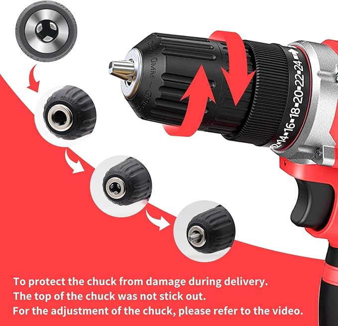 GardenJoy 20v Cordless Drill Set, Power Electric Kit Battery With Charger 30Nm 2-Speed 3/8" Keyless Chuck 24+1 Torque Drill Driver screwdriver Bits with LED Electric Work Light for Women DIY