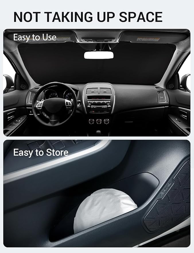 Proadsy 2025 Upgrade Windshield Sun Shade Custom Fit Mitsubishi Outlander Sport 2011-2024 2025 4-Layer Foldable Front Sunshade Protector Sun Visor Blocks UV Rays Keep Car Cooler