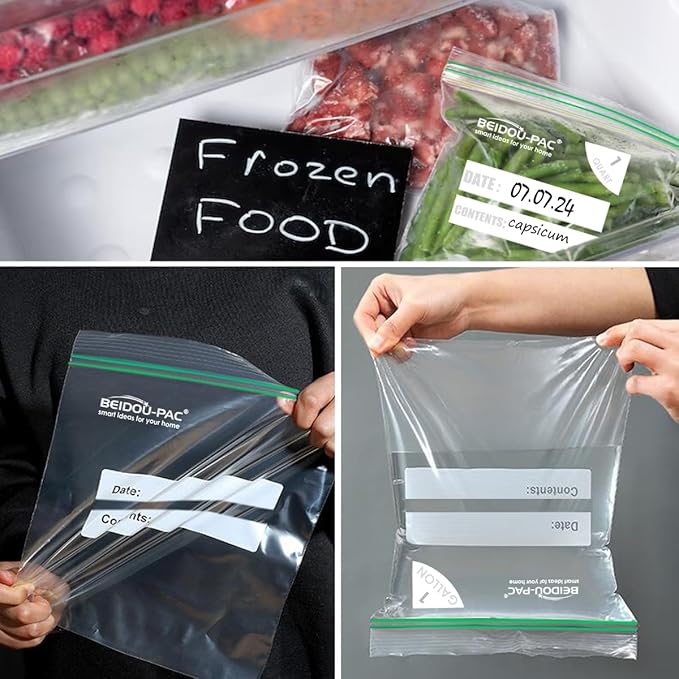 Gallon Food Storage Freezer Bags, 250 Count | Double Zipper | 10.5" * 10.7", Freshness Easy Open Reclosable Clear Plastic Bags