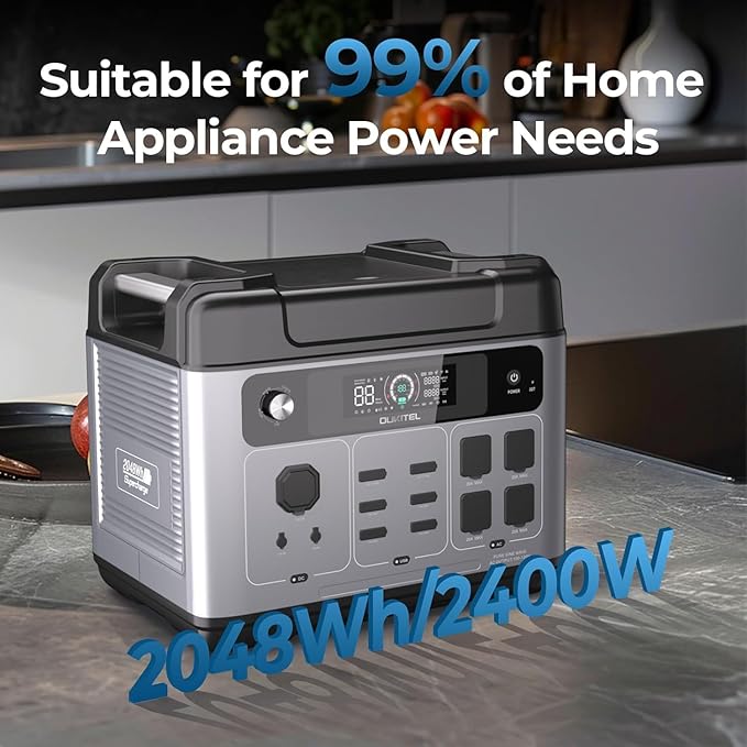 OUKITEL Portable Power Station 2048Wh, 2400W (5000W Surge), Pure Sine Wave AC Outlet, LiFePO4 Battery for Home Backup, Outdoors Camping