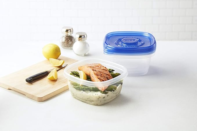 Glad GladWare Tall Entree Food Storage Containers - Large Square - Meal Container Holds up to 42 Ounces of Food - Lock Tight Seal, 3 Count - 6 Pack