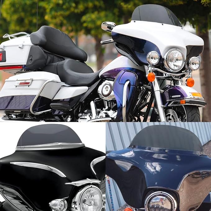 WYNMOTO Smoke 7" Windshield Windscreen Compatible for 96-13 Harley Davidson Touring Electra Glide Street Glide Tri Glide FLHT FLHTCU Ultra Classic Glide FLHX FLHTK Tri Glide 1996-2013 (Tint)
