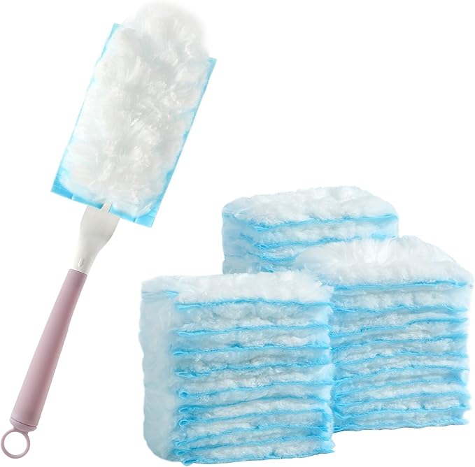 JOYMOOP Disposable Duster Set, 30 Pcs 360 Heavy Duty Duster Refills with 1 Dusting Wand, Disposable Dusters for Cleaning Home & Car, Multi-Surface Dusters, for Dusting Corners, Ceiling Fans, Furniture