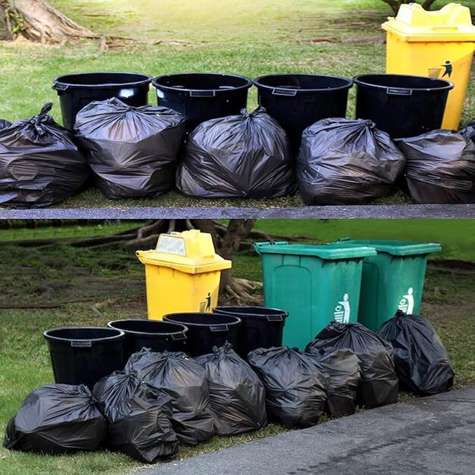 4-6 Gallon Trash Bags, 150 Count Black Garbage bags, Multi-purpose Trash Can Bin Liners for Bathroom, Office, Industrial, Commercial, Janitorial, Municipal, Recycling