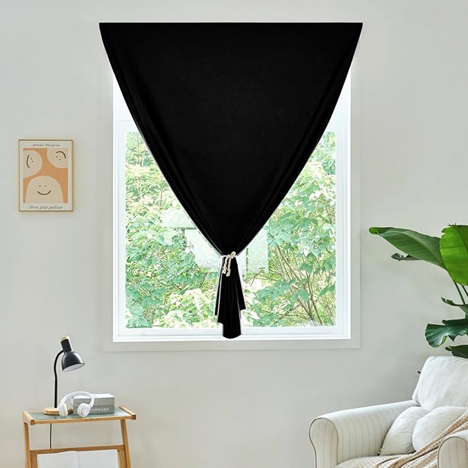 Adhesive Curtain,100% Blackout Curtains, No Drilling, Suitable for Multi-Scenes Privacy Protection (Black - W60 × L60 in)
