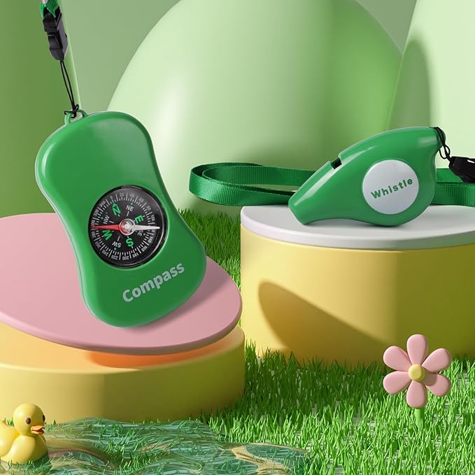 Kids Explorer Kit Compass Toy | Essential Outdoor Adventure Gear (Compass & Whistle Included) | Develops Sense of Direction, Gift for Boys & Girls