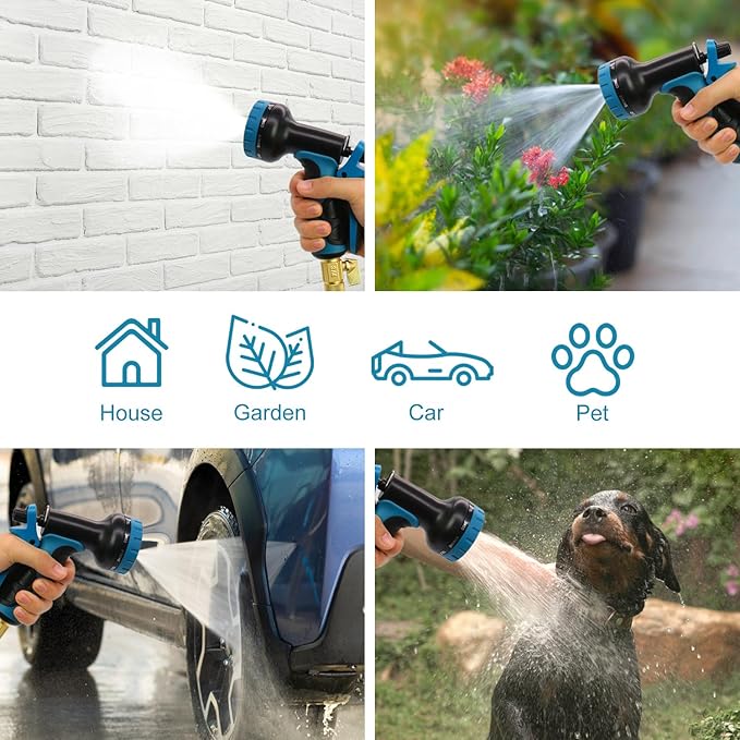 Expandable Garden Hose 100 ft - 2025 Upgraded No Kink Retractable Water Hose 100ft with 10 Pattern Spray Nozzle, Solid Brass Fittings, Expanding Latex Core, Strong Fabric, Super Lightweight & Flexible