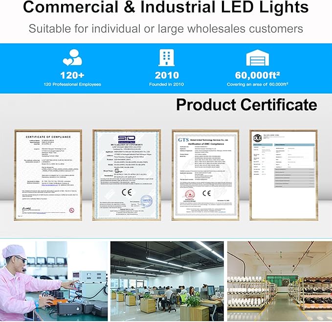 8 Pack 240W High Bay LED Lights 36,000LM, 1.63FT LED Warehosue Light UL DLC Listed, 5000K Linear Hanging Shop Fixture Dimmable 0-10V, Commercial High Bay Light for Workshop Garage Factory, AC100-277V