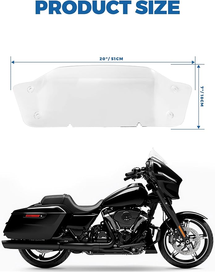 5" Windshield Windscreen Wind Splitter Compatible for Harley Davidson CVO Street Glide FLHXSE 2023-2024, Street Glide FLHX 2024-Later, Clear (Vertical 5", Horizontal 7")