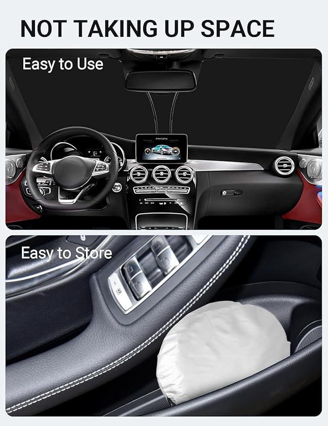 Proadsy 2025 Upgrade Front Windshield Sun Shade Foldable Sunshade Protector Custom Fit 2024-2016 Mercedes Benz GLC Winter Accessories
