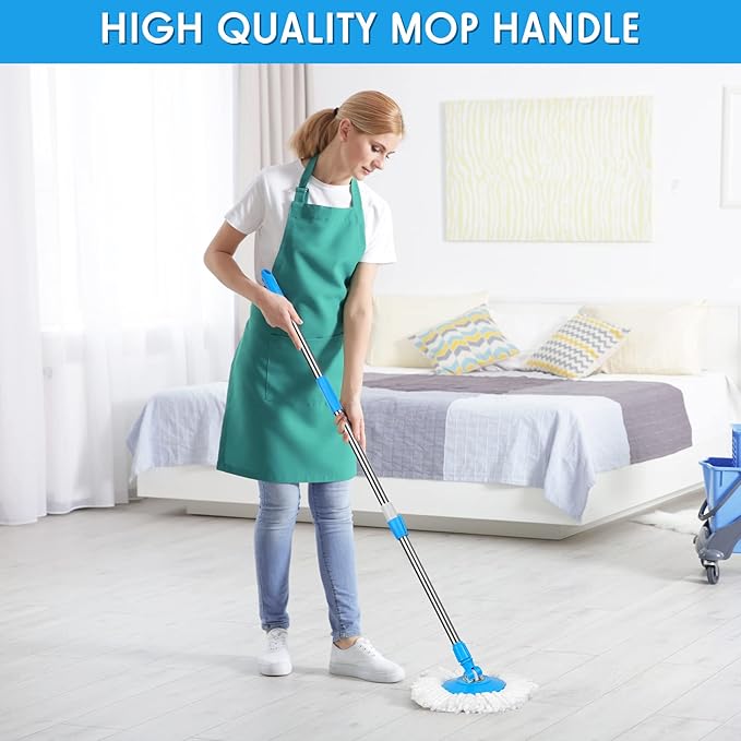 Spin Mop Replacement Handle 360 Degree Spin Mop Pole Handle Replacement Rotating Telescopic Stick for Head Replace Spinning Household Cleaning Accessories for Home(Cute Blue)