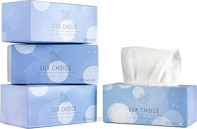 Bamboo Facial Tissues – 130 Tissues per Box, 3 Ply,12 Boxes (1560 Total), Ultra Soft, Eco-Friendly & Hypoallergenic – for Home, Baby Care & Sensitive Skin