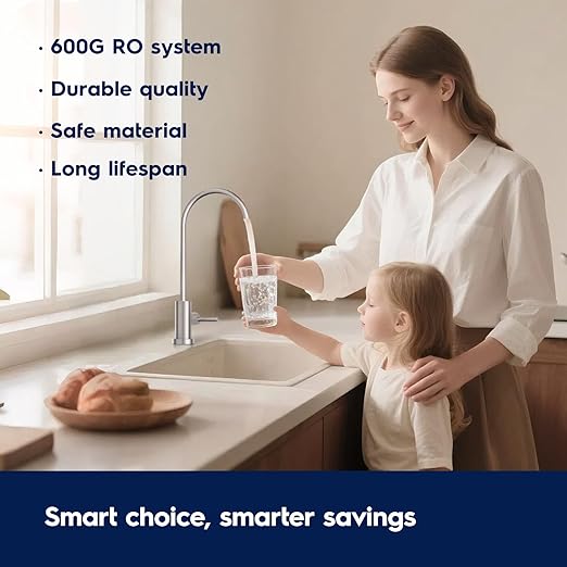 Electrolux PureEssence Eco Tankless Reverse Osmosis Water Filter, 600GPD 9-Stage RO Water Filtration System, 3:1 Pure to Drain, NSF/ANSI 42/58/372 Certified, Reduce TDS/Fluoride, Smart LED Faucet