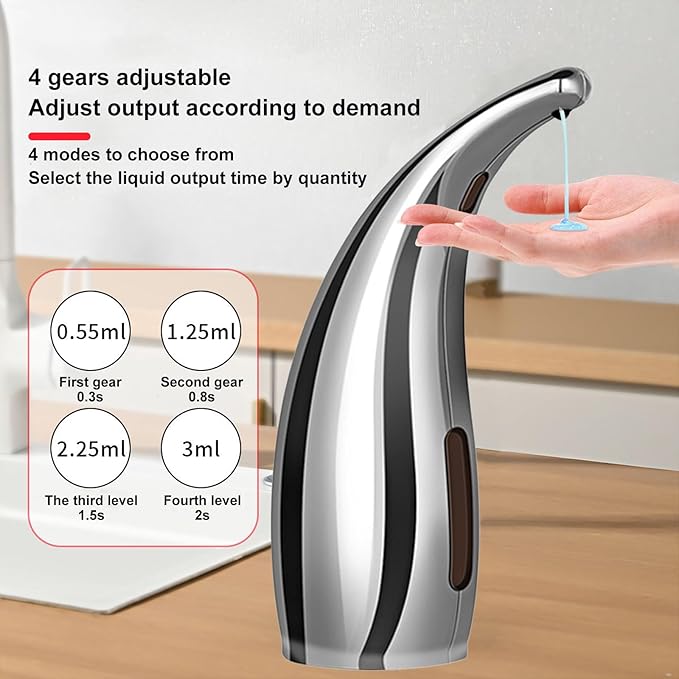 Automatic Soap Dispenser Touchless Modern Minimalist Magnetic Charging Infrared Inductio Kitchen and Bathroom Soap Pump 10oz/300ml Silvery (Silvery)