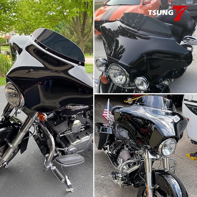 TSUNG 4.5" Smoke Round Windshield Batwing Windscreen Fit for 1996-2013 Touring-Style & Bagger-Style Motorcycles (Fit 96-13 Smoke, 4.5inch)