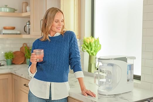 AquaTru Carafe Smart Alkaline Countertop Water Purifier | App-Connected 4-Stage Reverse Osmosis System with Glass Carafe Removes Forever Chemicals, Lead & Fluoride | Adds Minerals | No Plumbing