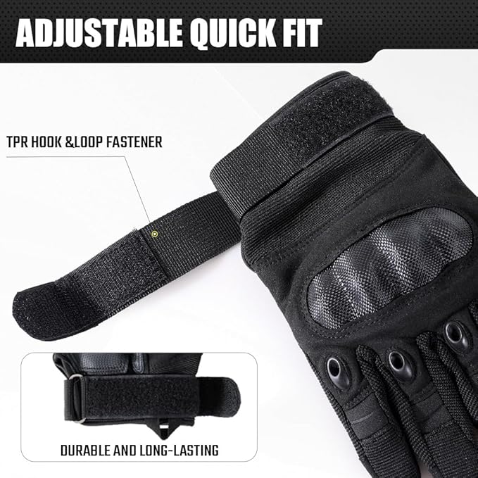Motorcycle Tactical Gloves for Men - Touchscreen, Hard Shell & Palm Padding for Airsoft Paintball Hunting Hiking Camping Climbing Sports Cycling Gloves