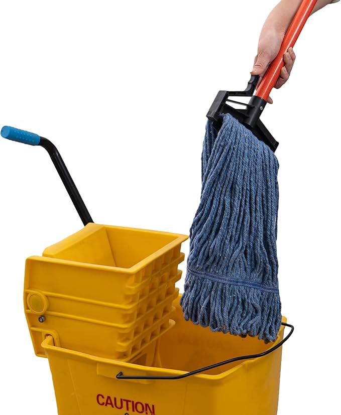 Matthew Easy Trigger Release Mop Handle 60 inch Metal Mop Stick,Commercial Mop Head Replacement Holder for Floor Cleaning,Clip On Mop Handle Quick Change for Wet Mop Head - 6Pack Red