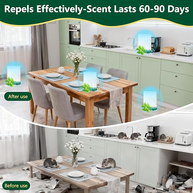 Mouse Rodent Repellent, Peppermint Oil Lemon Moth Balls for Rodents Outdoor and Indoor Use, Deterrent Rats Squirrel Mice Repellent for Car,Kitchen,Warehouse 24 Pack