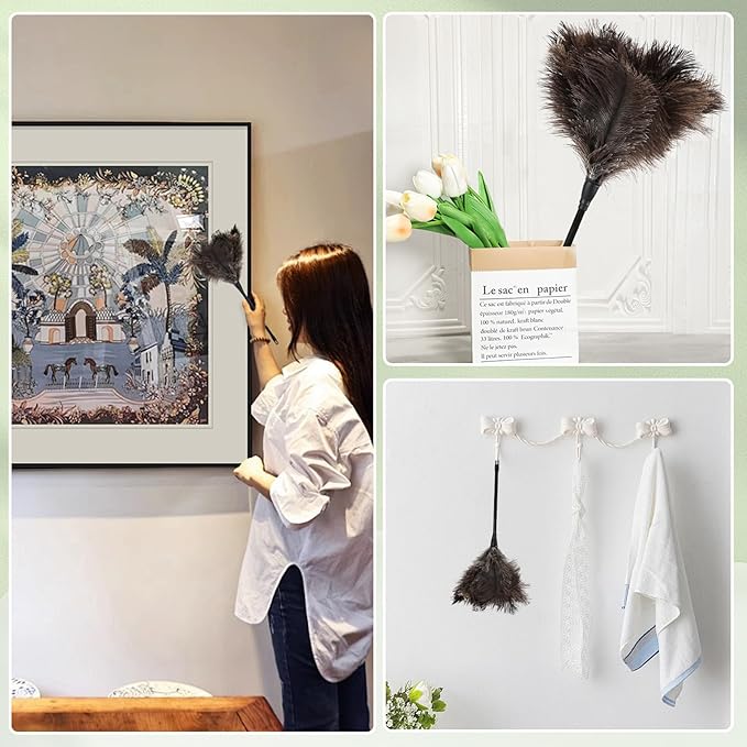 Ostrich Feather Duster β Reusable, Anti-Static Design for Cleaning Delicate Items, Antiques, Electronics, and More, 3-Pack, 15-Inch β Perfect for Home, Office, and Car