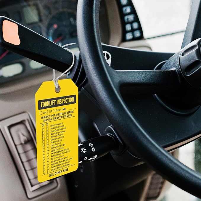 SmartSign Forklift Inspection Record Two-Sided Tags - Pack of 10 | 5.875" x 3.375" Tear Proof Plastic Vinyl, 15 mil, Made in USA