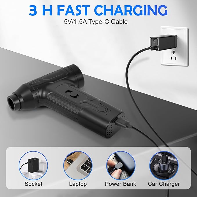 Compressed Air Duster - 300000RPM Electric Air Duster Super Powerful - Cordless Handheld Air Blower, Adjustable Mini Dust Blower for Computer, Keyboard, Outdoor, Home, Gift for Men