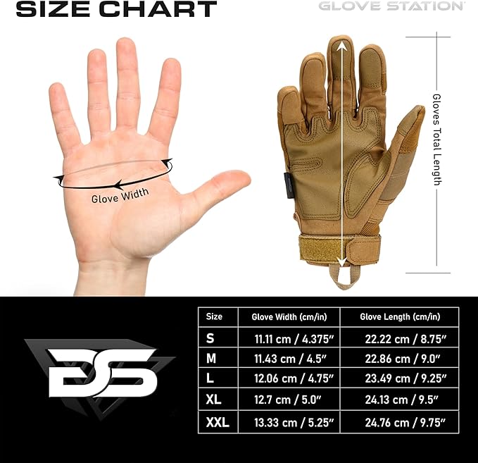 Glove Station Tactical Gloves for Men – Touchscreen Utility Gear with Hard Knuckle Protection Used in Motorcycle, Airsoft, Combat, Police, Shooting & Outdoor Work