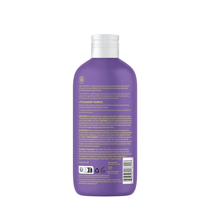 ATTITUDE Bubble Wash for Kids, EWG Verified Bubble Bath, Hair Shampoo and Body Soap, Dermatologically Tested, Plant- and Mineral-Based, Vegan, Vanilla & Pear, 16 Fl Oz (Pack of 6)