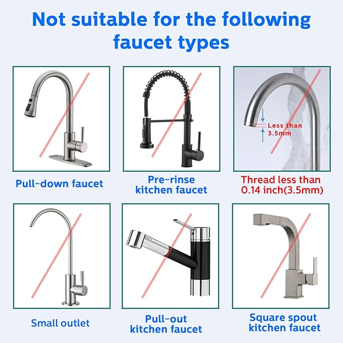 Faucet Water Filter for Kitchen Sink,Stainless Steel NSF Certified Water Purifier,Reduces 99% Chlorine, Lead, Toxins, Biological Impurities,Premium Version.