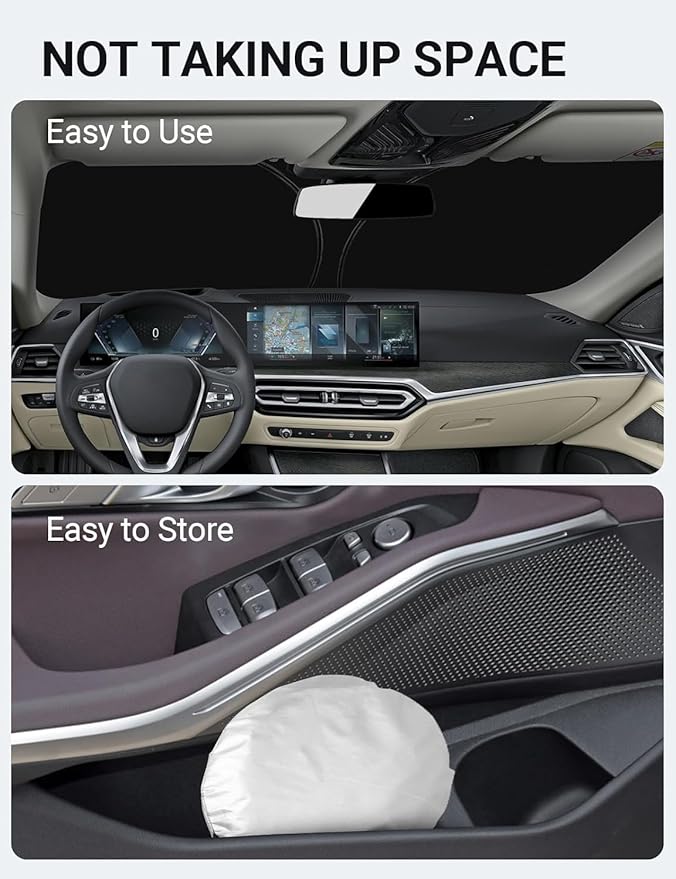 Proadsy 2025 Upgrade Windshield Sun Shade Custom Fit 2019-2024 2025 BMW 3-Series 4-Layer Foldable Front Sunshade Protector Sun Visor Blocks UV Rays Keep Car Cooler