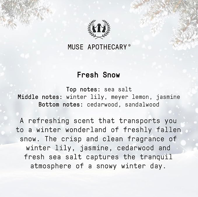 Muse Apothecary Hand Ritual - Aromatic and Nourishing Hand Soap, Infused with Natural Aromatherapy Essential Oils - 16 oz, Fresh Snow, Pack of 2