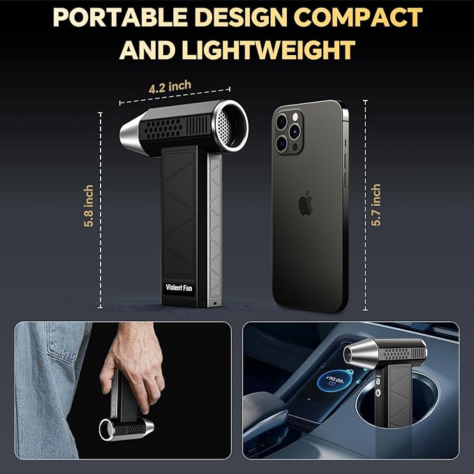 Upgraded Electric Air Duster, 360,000RPM Compressed Air Duster with Brushless Motor, LED Light, Cordless Rechargeable 4-Gear Mini Turbo Snow Blower for Car, Keyboard, PC, Home, Outdoor