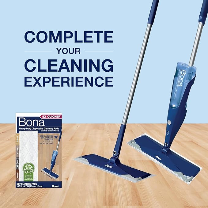 Bona Multi-Surface Floor Cleaning Pads - 18 Refills - Heavy-Duty, Disposable, Microfiber Pads for Easy Floor Cleaning (Pack of 3)