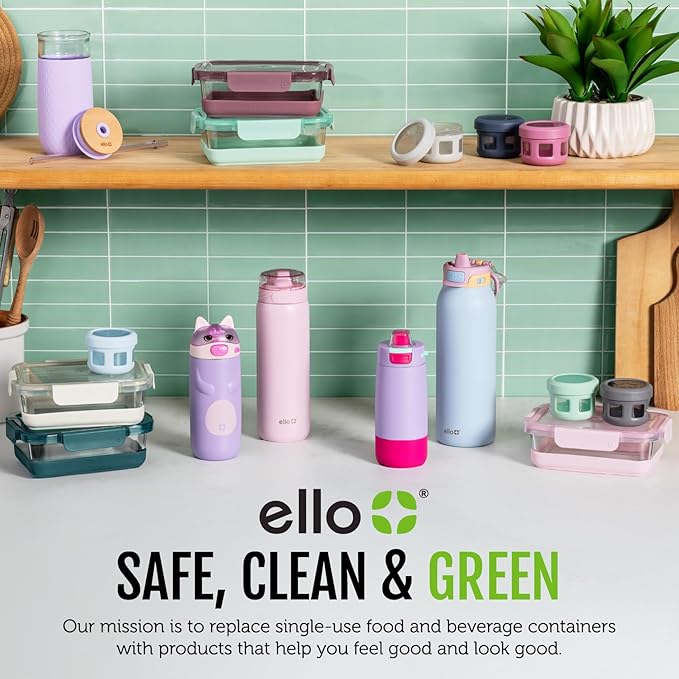 Ello Duraglass Refresh 3.4 Cup Meal Prep Sets 10Pc, 5 Pack Set- Glass Food Storage Container with Silicone Boot and Airtight BPA-Free Plastic Lids, Dishwasher, Microwave and Freezer Safe,Dusk Delight